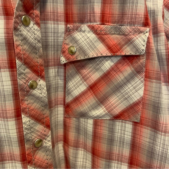 Custom Made Rolling Stone Graphic Wrangler Western Pearl Snap Plaid Shirt Sz M - Picture 5 of 8